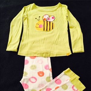 BabyGap PJs Embroidered Lime Green Bumble Bee, 3T.